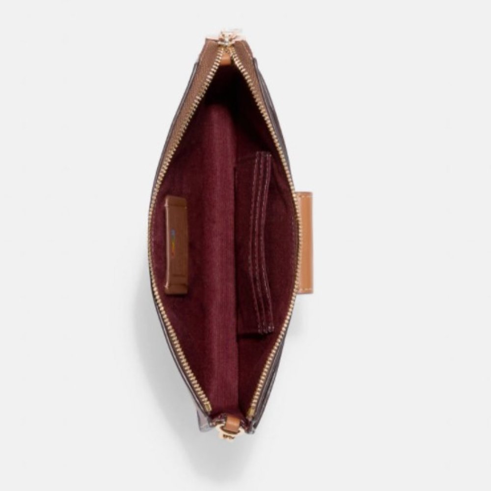 Coach Poppy Crossbody In Rainbow Signature Canvas Textile Leather Double purse - Picture 9 of 11